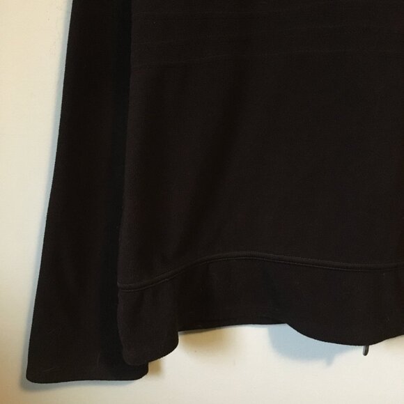 Vintage Retro Stitch Dark Brown Fleece Sweater Zip Up High Collar Jacket - Picture 8 of 16